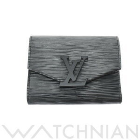 Louis Vuitton Epi Leather Victorine Noir Black Portefeuille Tri Wallet - Picture 1 of 9